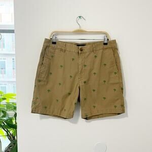 J. Crew Brown Palm Tree Embroidered Chino Shorts Size 12